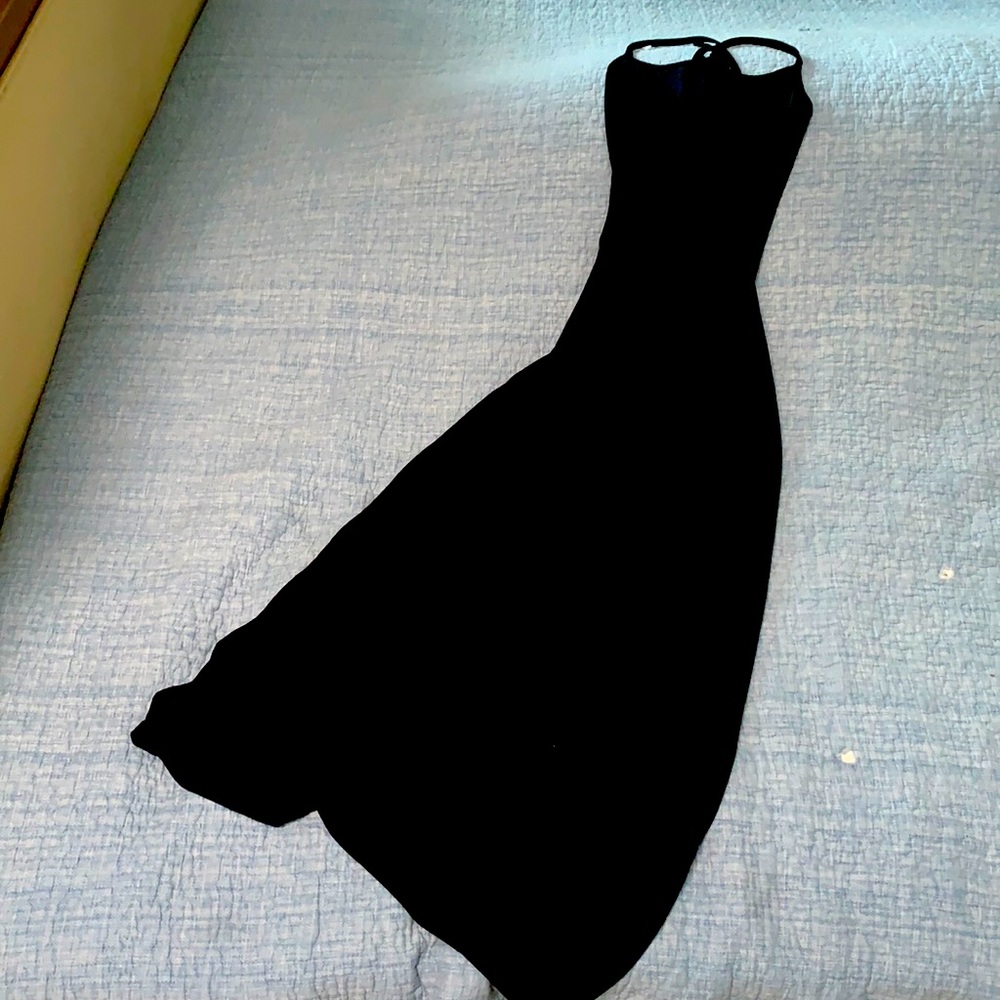Long backless black dress